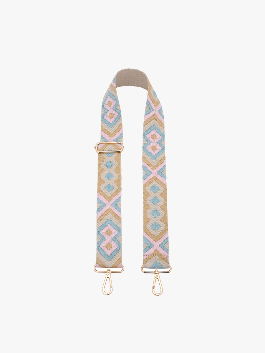 Bohemian Guitar Strap Teal Lt. Pink - Jen & Co. vegan handbag