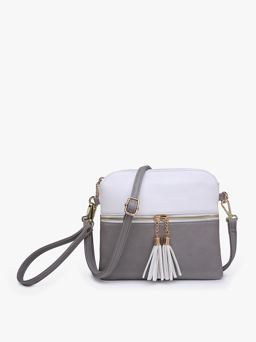 Tara Vegan Crossbody Grey White - Jen & Co. vegan handbag