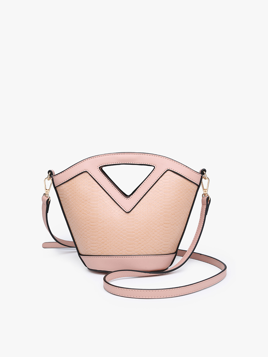 Ashlyn Vegan Snake Bucket Bag Pink - Jen & Co. vegan handbag