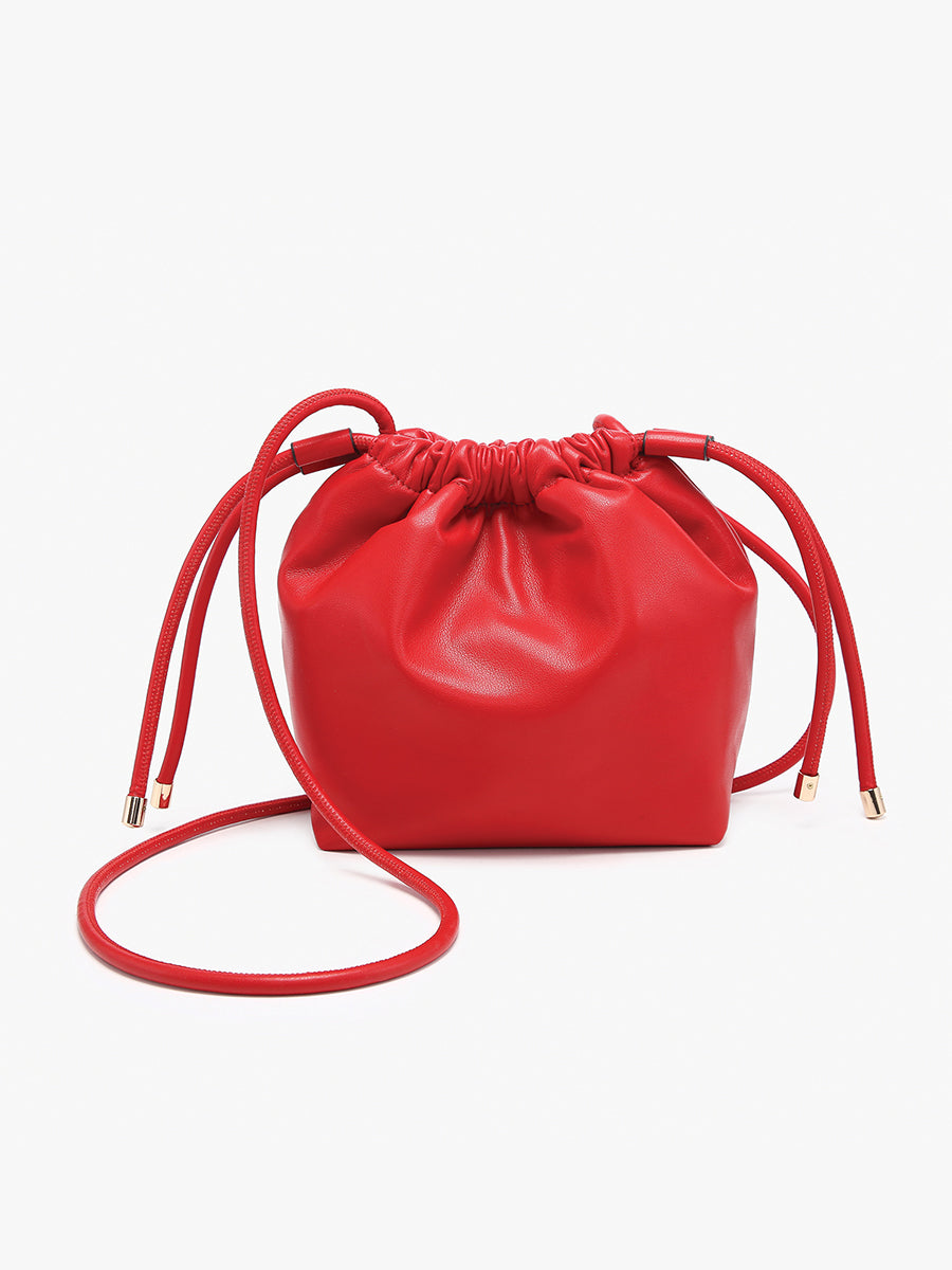 Mackenzie Vegan Cinched Bucket Bag Red - Jen & Co. vegan handbag