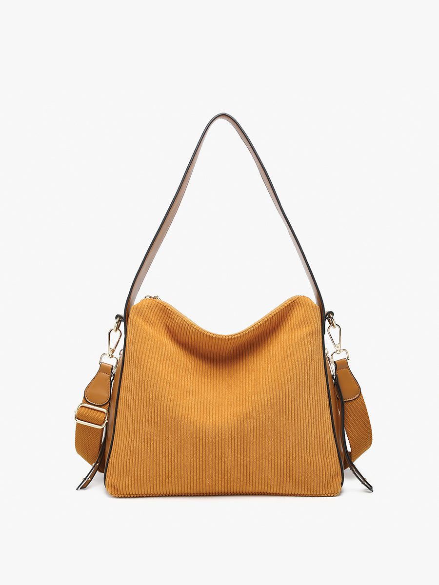 Michaela Corduroy Hobo Mustard - Jen & Co. vegan handbag