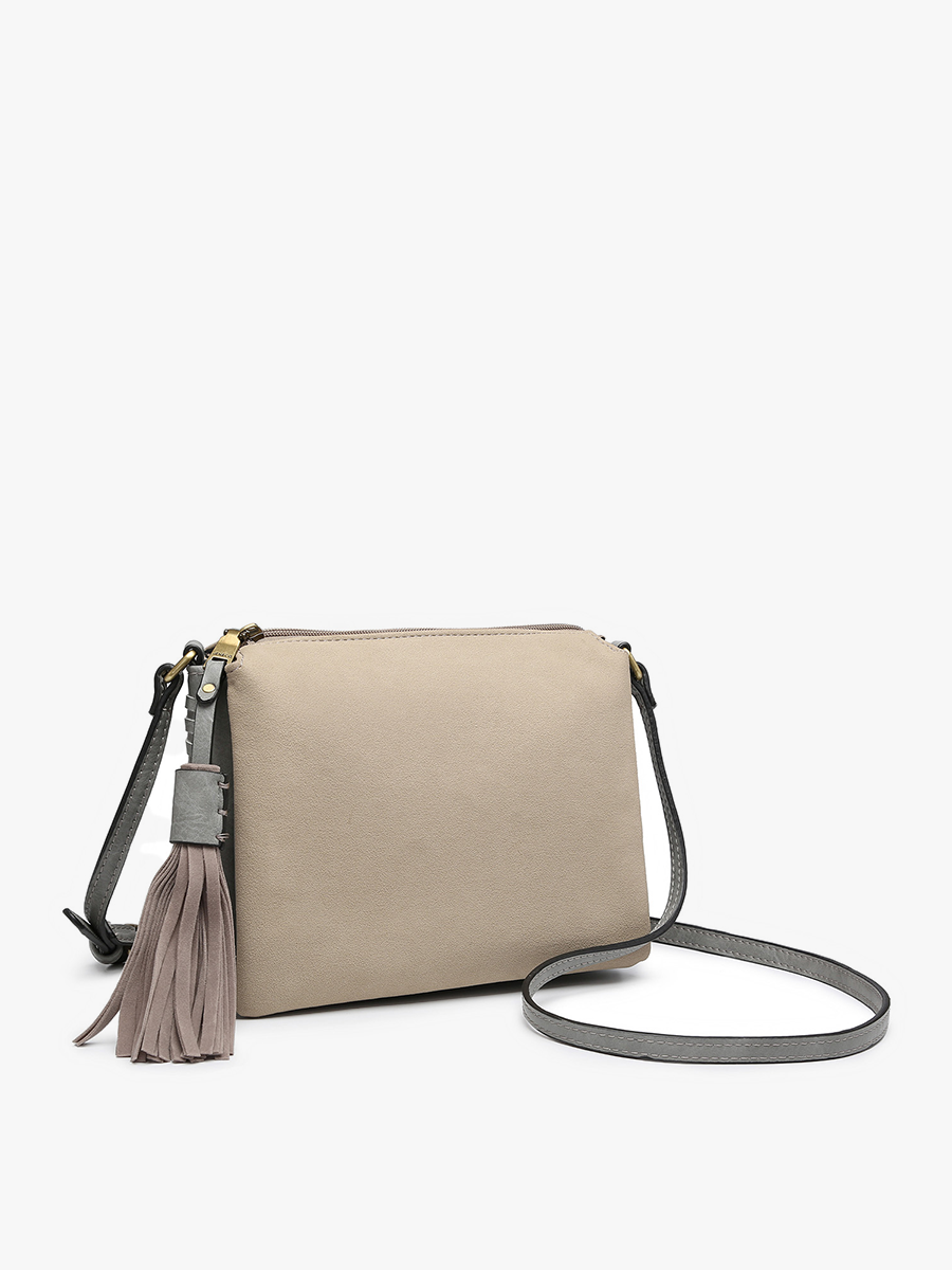 Sabrina Vegan Crossbody SDE G.Taupe - Jen & Co. vegan handbag