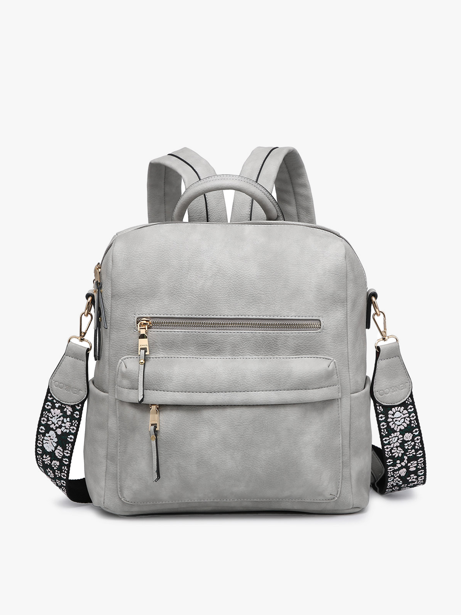 Amelia Vegan Backpack Lt. Grey - Jen & Co. vegan handbag