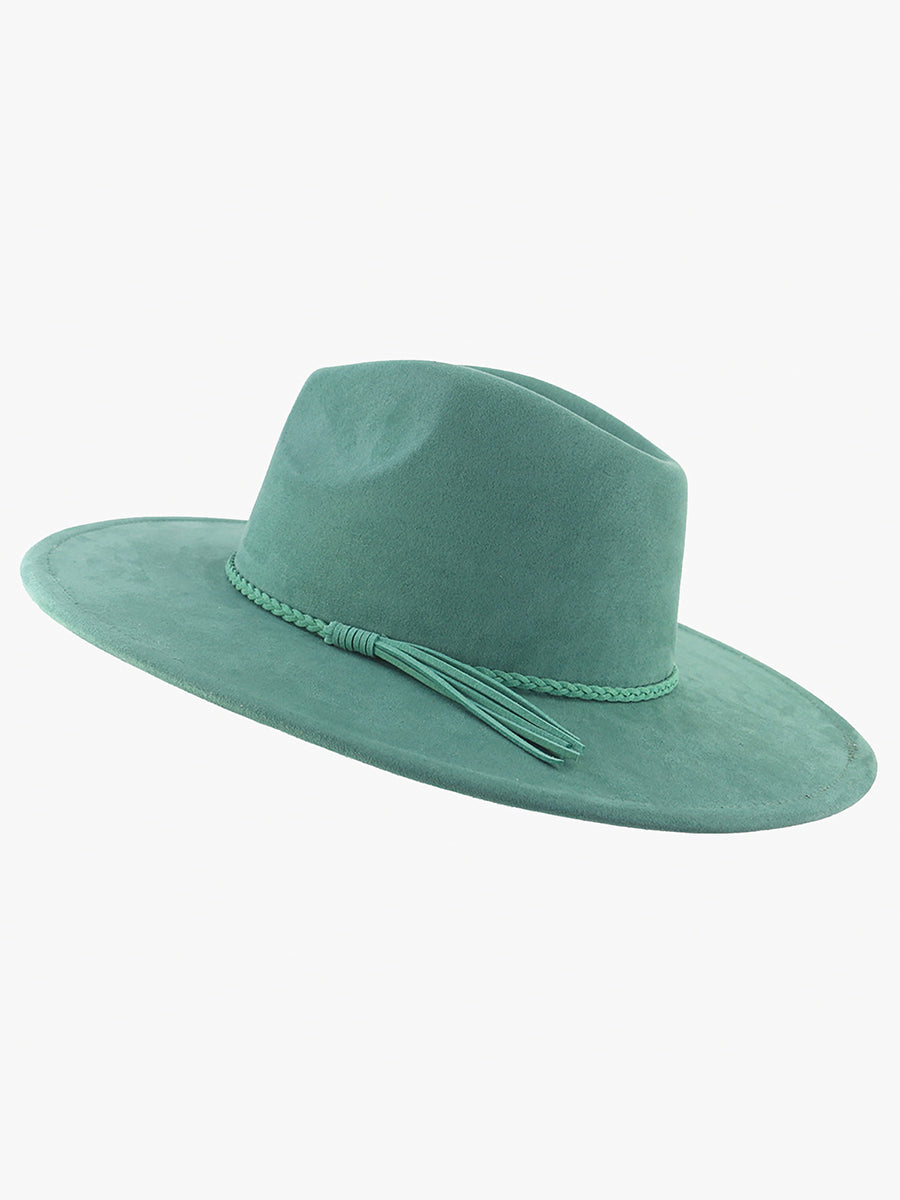 Atlas Braided Fedora Green - Jen & Co. vegan handbag