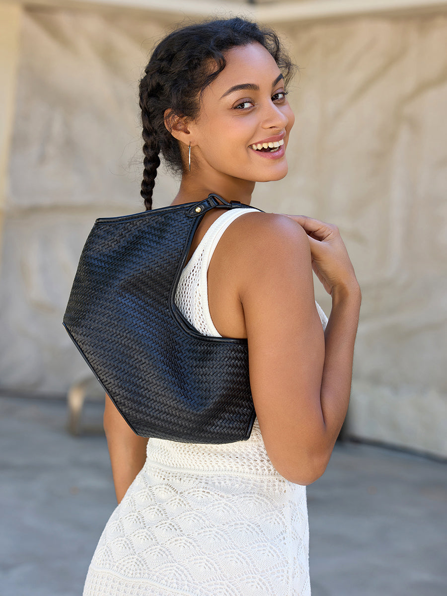 Jade Vegan Faux Woven Hobo - Jen & Co. vegan handbag