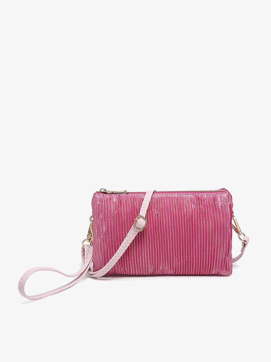Riley Shimmer Stripe Crossbody Pink - Jen & Co. vegan handbag