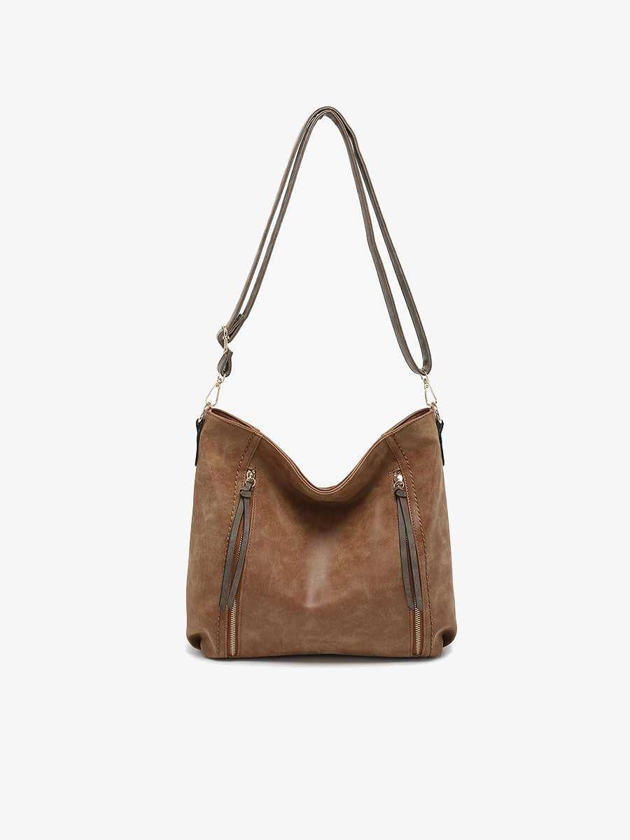 Mina Vegan Hobo Tan Grey - Jen & Co. vegan handbag