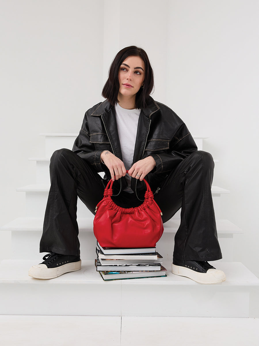Celia Vegan Ruched Satchel - Jen & Co. vegan handbag