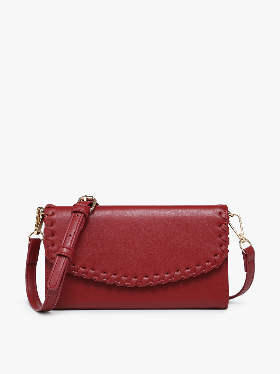 Kyle Vegan Crossbody/Wallet Merlot - Jen & Co. vegan handbag