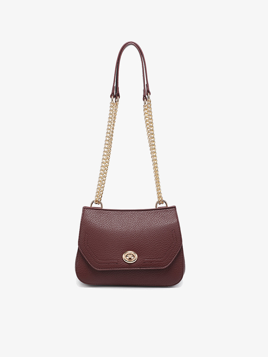 Lottie Vegan Chain Crossbody Sangria - Jen & Co. vegan handbag
