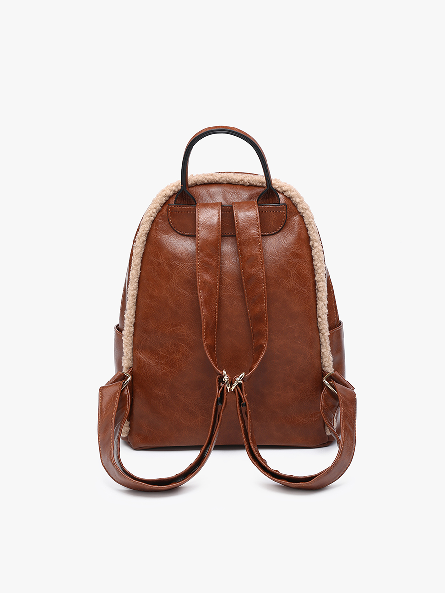 Bria Vegan Sherpa Trim Backpack - Jen & Co. vegan handbag