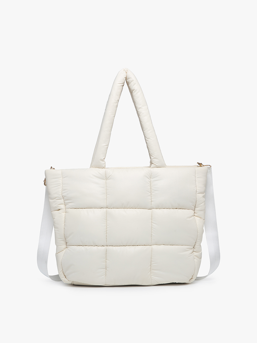 Kiersten Vegan Puffer Hobo Off White - Jen & Co. vegan handbag