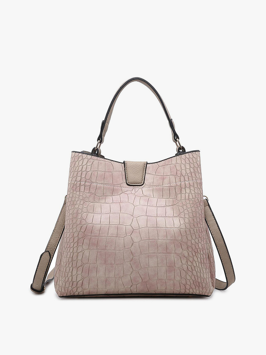Tati Vegan Satchel Crocodile Beige - Jen & Co. vegan handbag