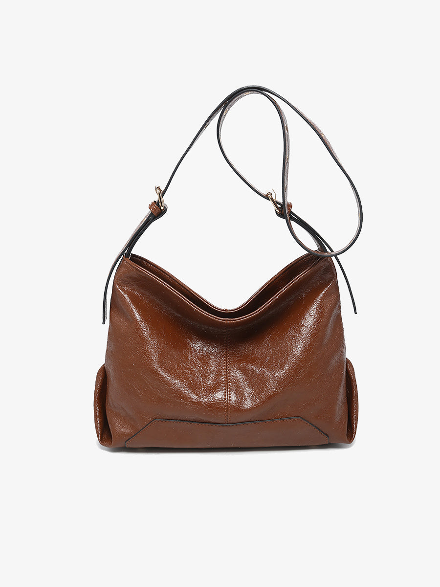 Taylor Vegan Semi-Gloss Hobo Brown - Jen & Co. vegan handbag