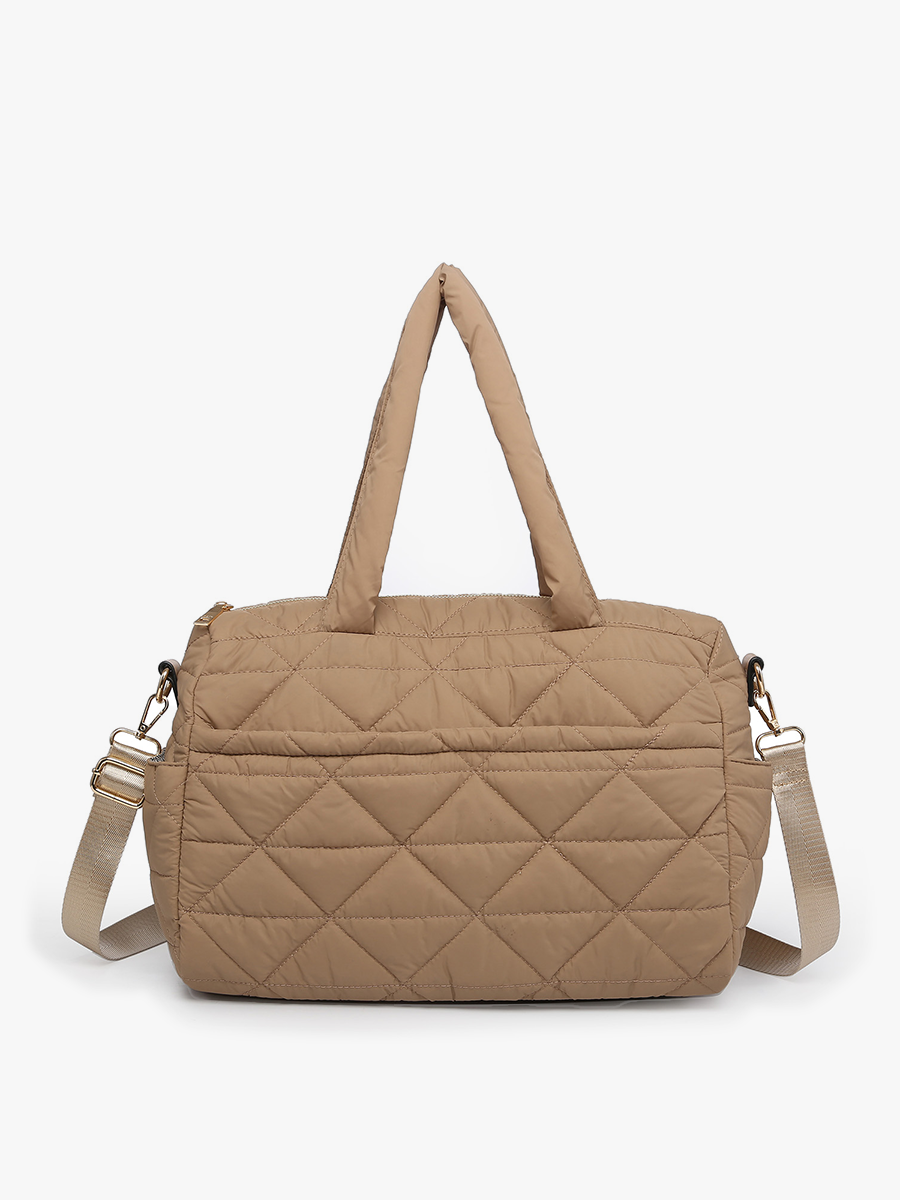 Billie Vegan Quilted Satchel Taupe - Jen & Co. vegan handbag