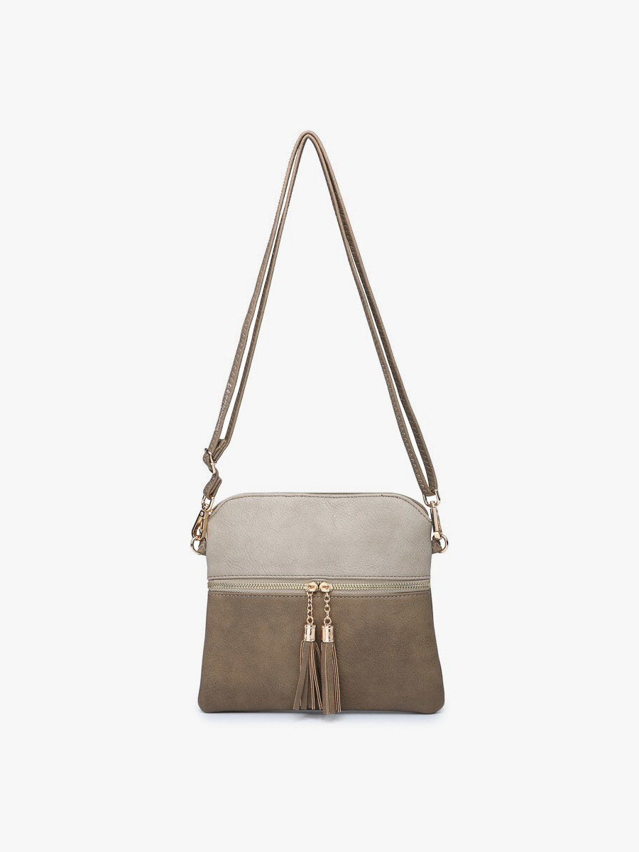 Tara Vegan Crossbody Khaki Lt. Khaki - Jen & Co. vegan handbag