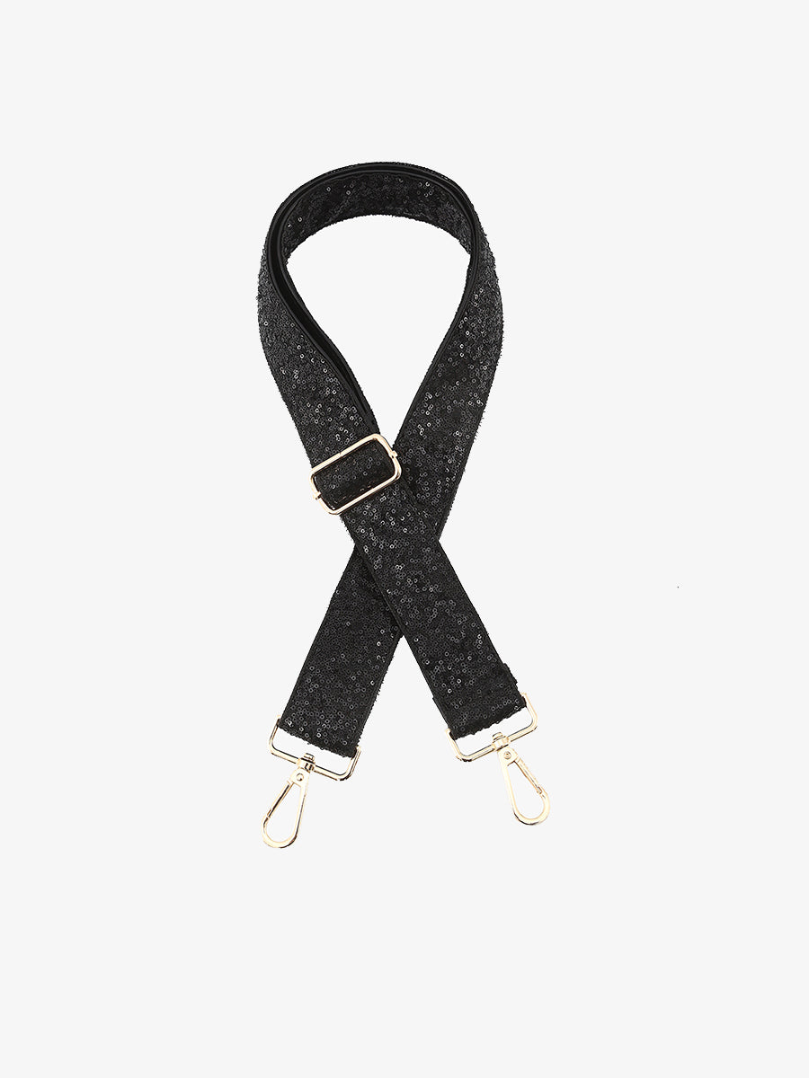 Sequin Guitar Strap Black - Jen & Co. vegan handbag