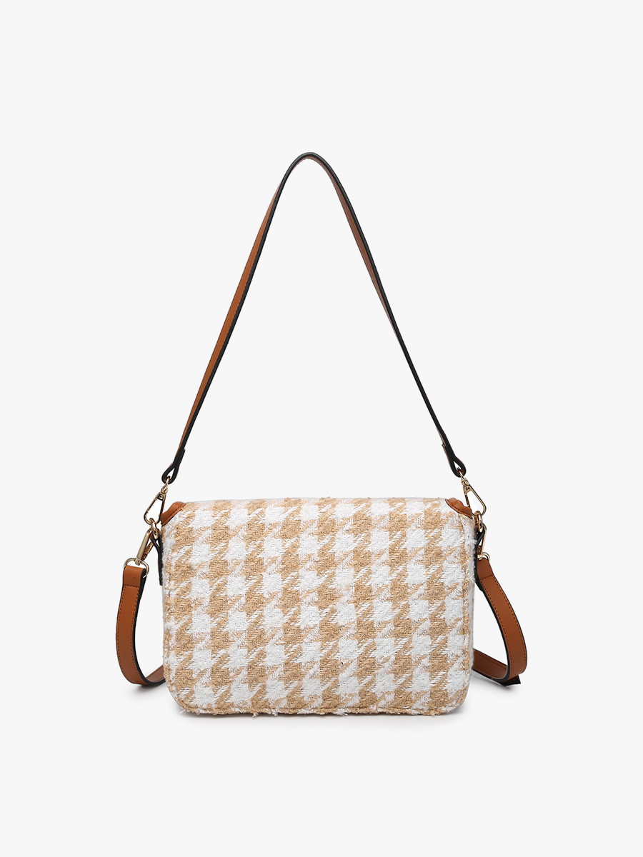 Elodie Vegan Houndstooth Crossbody - Jen & Co. vegan handbag