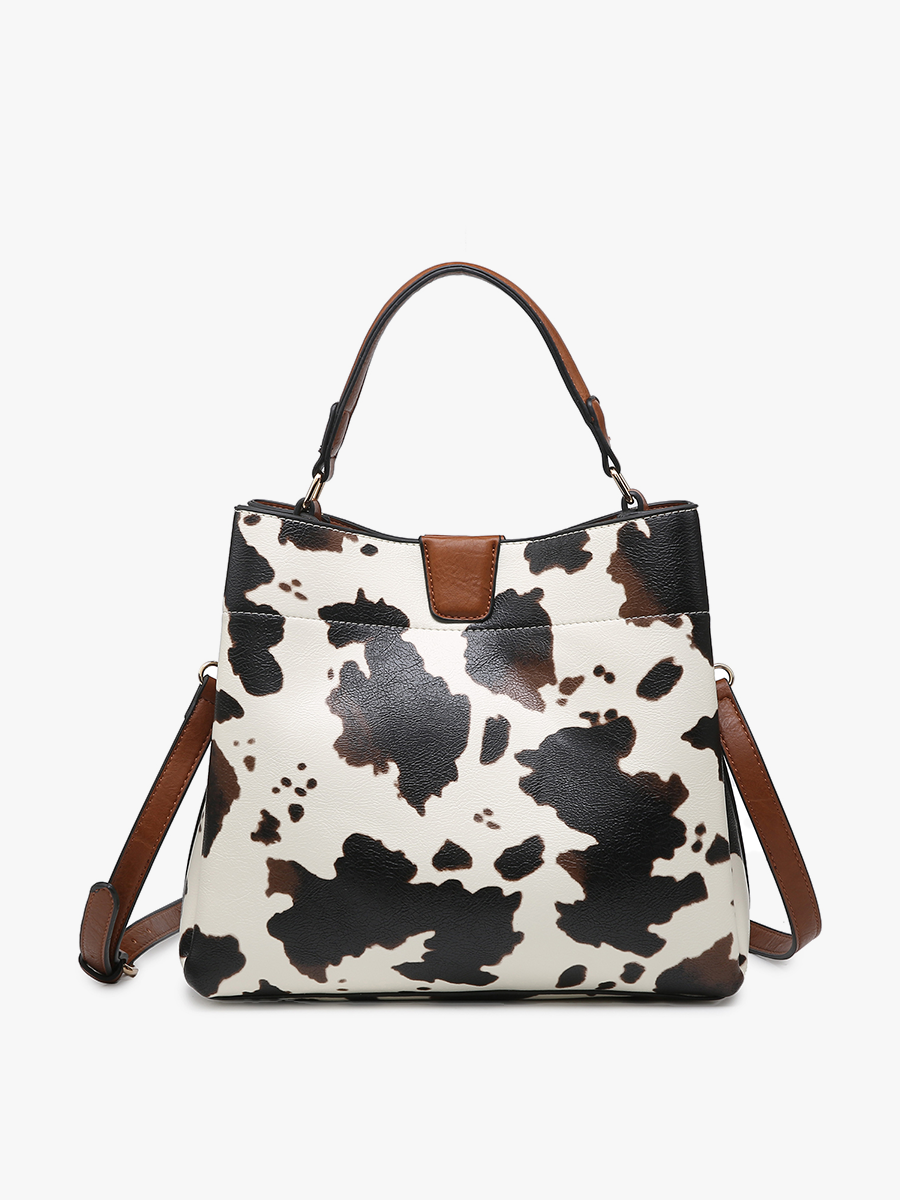 Tati Vegan Satchel Cow-White - Jen & Co. vegan handbag