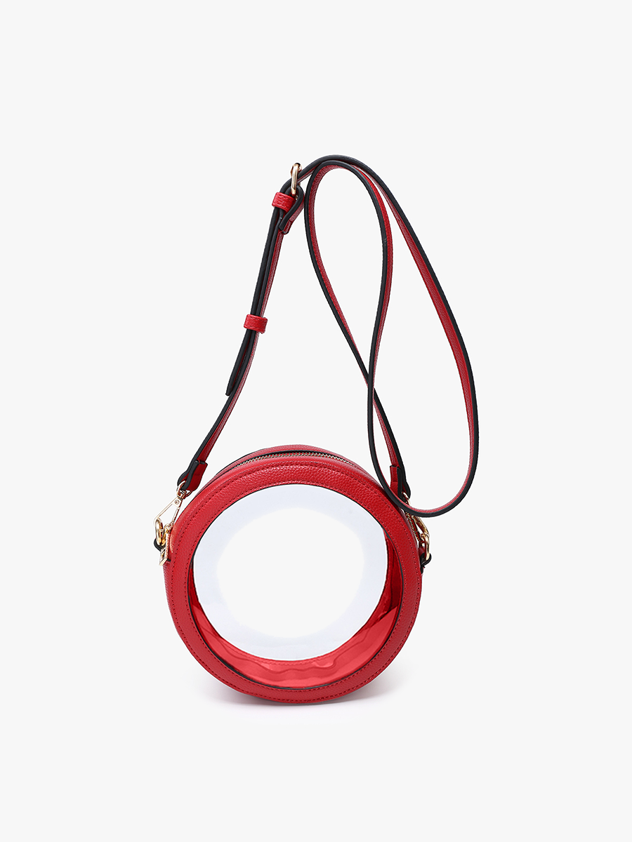 Lilibet Vegan Clear Circ Crossbody Red - Jen & Co. vegan handbag