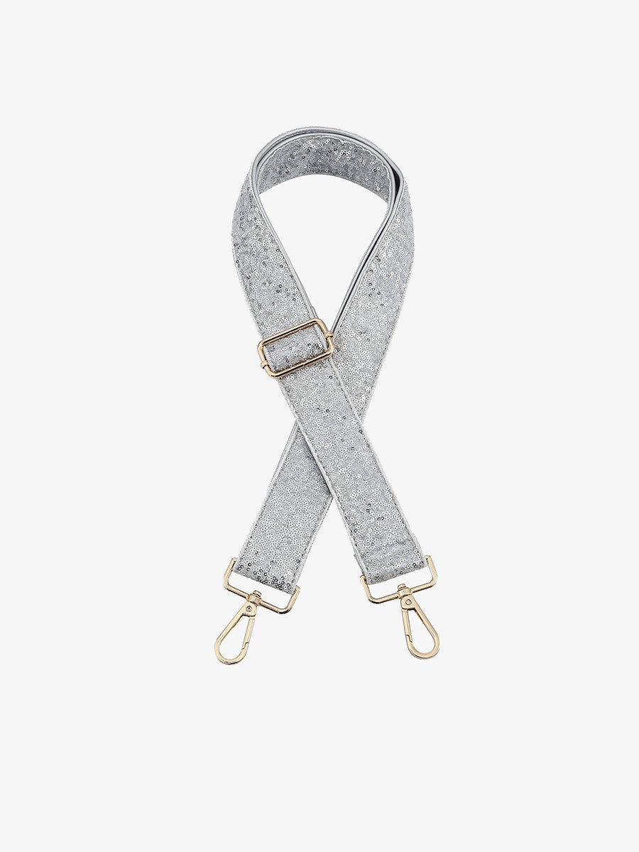 Sequin Guitar Strap Silver - Jen & Co. vegan handbag