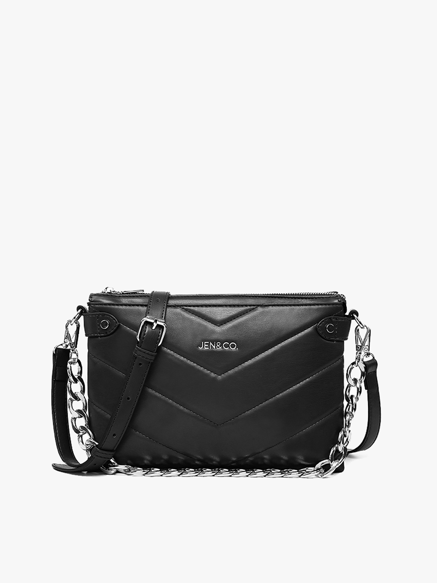 Britt Vegan Puffer Crossbody Black - Jen & Co. vegan handbag